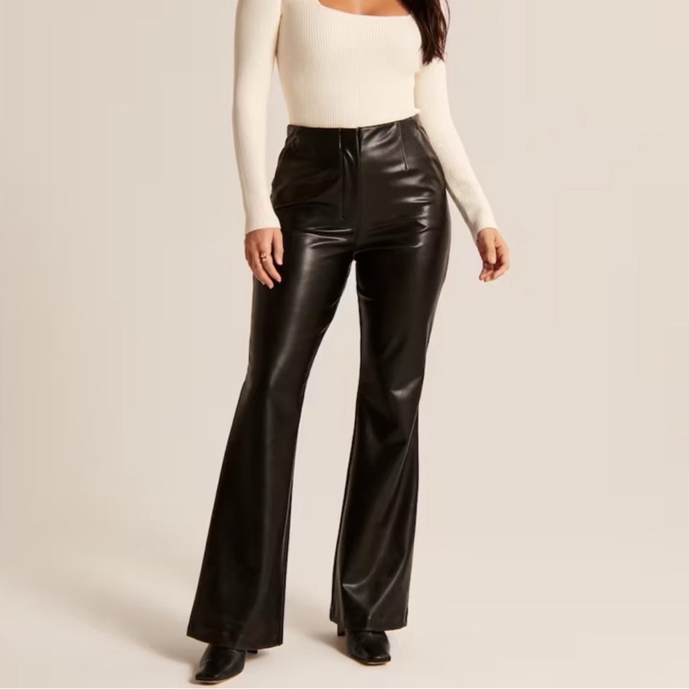 Abercrombie Vegan Leather Curve Love Flare Pants